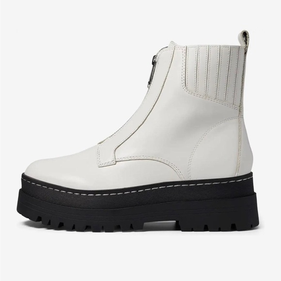 Marc Fisher Prisco Lug Sole Platform Boot Leather Cream Ivory White - NWT - Picture 2 of 13